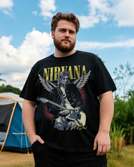 Men's Oversized Graphic T-Shirt 100% Soft Cotton Summer T-Shirt | Plus Size Casual V-Neck Top