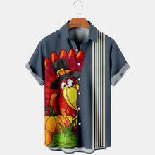 Load image into Gallery viewer, Thansgiving Funny Turkey Printed  Casual Men&#39;s Plus Size Short Sleeve Shirt