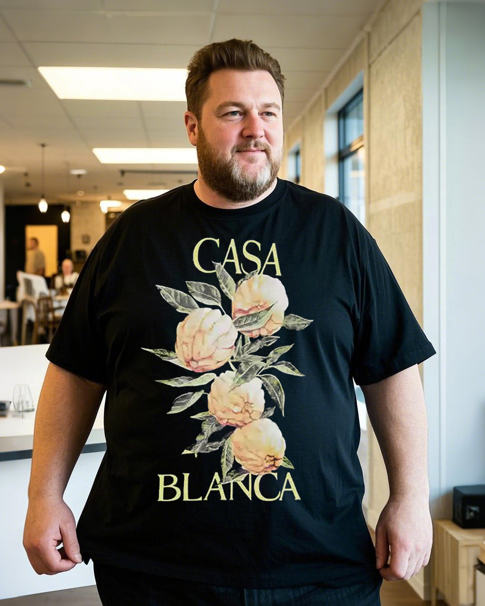 Plus Size Summer Casual Printed 100% Cotton T-Shirt