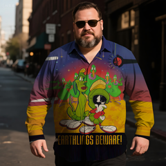 Men's Classic Nostalgic Anime Star Line Costume Printing Long Sleeve Shirt