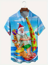 Load image into Gallery viewer, Surfing on the sea Printed  Casual Men&#39;s Plus Size Short Sleeve Shirt