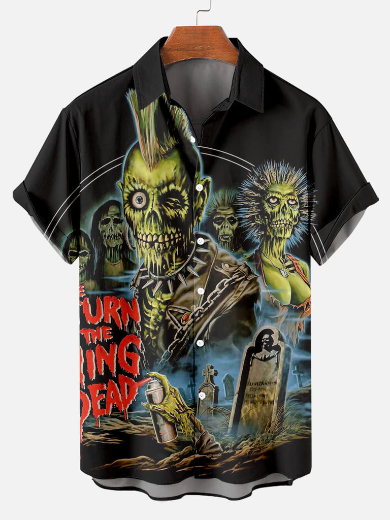 Halloween Horror Illustration Poster Print Men's Short Sleeve Shirt