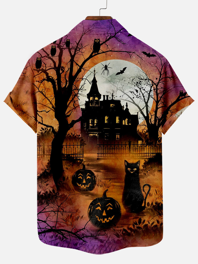 Halloween Scary Fortress Party Short Sleeve Shirt