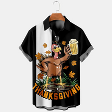 Load image into Gallery viewer, Thanksgiving turkey drinking beer Men&#39;s Plus Size Short Sleeve Shirt