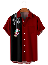 Load image into Gallery viewer, Men&#39;s Christmas Santa Claus strips printed  Plus Size Short Sleeve Shirt