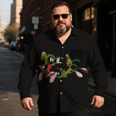 Men's Casual Classic Nostalgic Anime Costume Printing Long Sleeve Shirt