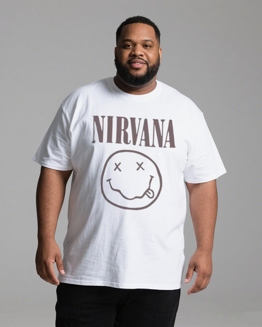 Men's Oversized Graphic T-Shirt 100% Soft Cotton Summer T-Shirt | Plus Size Casual V-Neck Top