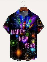 Load image into Gallery viewer, Blooming Fireworks  Printed  Casual Men&#39;s Plus Size Short Sleeve Shirt