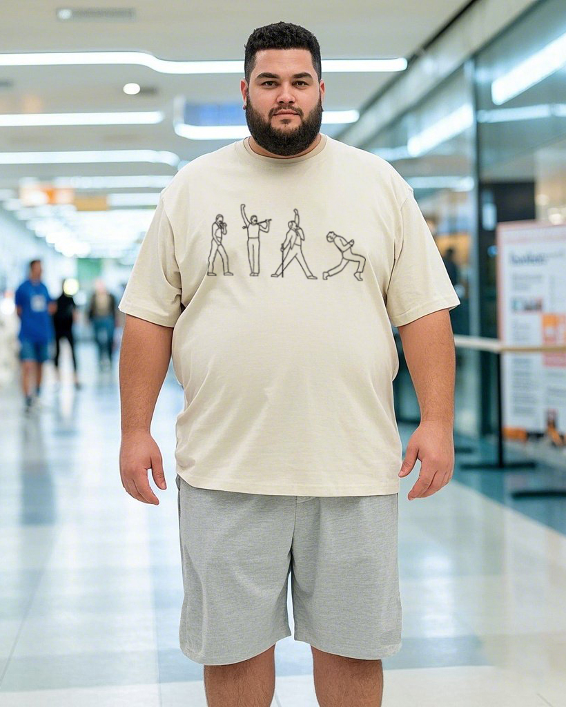 Plus Size Summer Casual Printed 100% Cotton T-Shirt