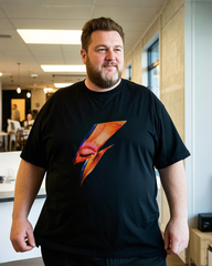 Summer Black Casual Short-Sleeve Printed T-Shirt (100% Breathable Cotton, Plus Size