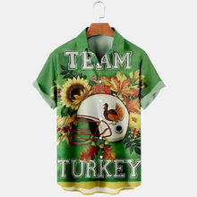 Load image into Gallery viewer, Thanksgiving Flower Turkey  Baseball Cap Men&#39;s Plus Size Short Sleeve Shirt