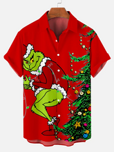 Load image into Gallery viewer, Men&#39;s Christmas monster   printed  Plus Size Short Sleeve Shirt