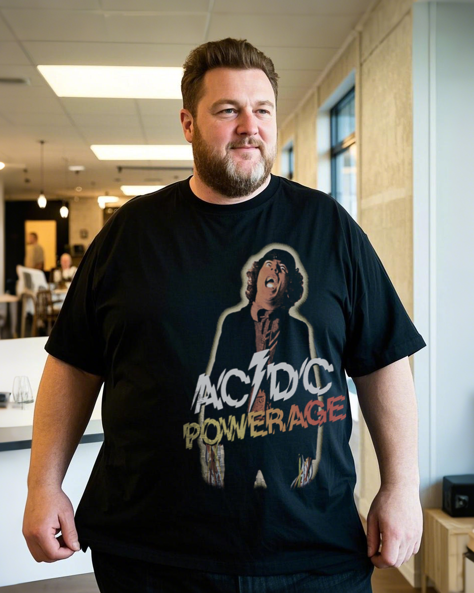 Black Breathable Plus-Size T-Shirt – Loose Flow Cotton Top with Trendy Summer Print