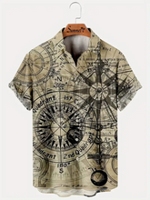 Load image into Gallery viewer, Navigation Theme Printed  Casual Men&#39;s Plus Size Short Sleeve Shirt