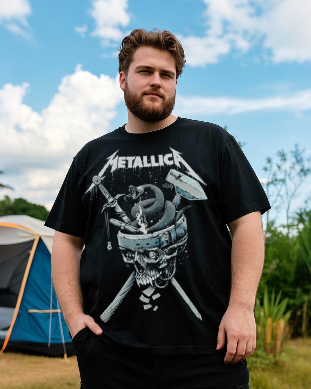 Black Breathable Plus-Size T-Shirt – Loose Flow Cotton Top with Trendy Summer Print