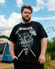 Black Breathable Plus-Size T-Shirt – Loose Flow Cotton Top with Trendy Summer Print