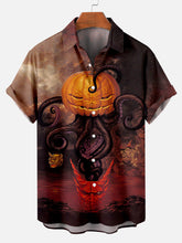 Load image into Gallery viewer, Halloween Pumpkin Octopus Scary Monster Short Sleeve Shirt