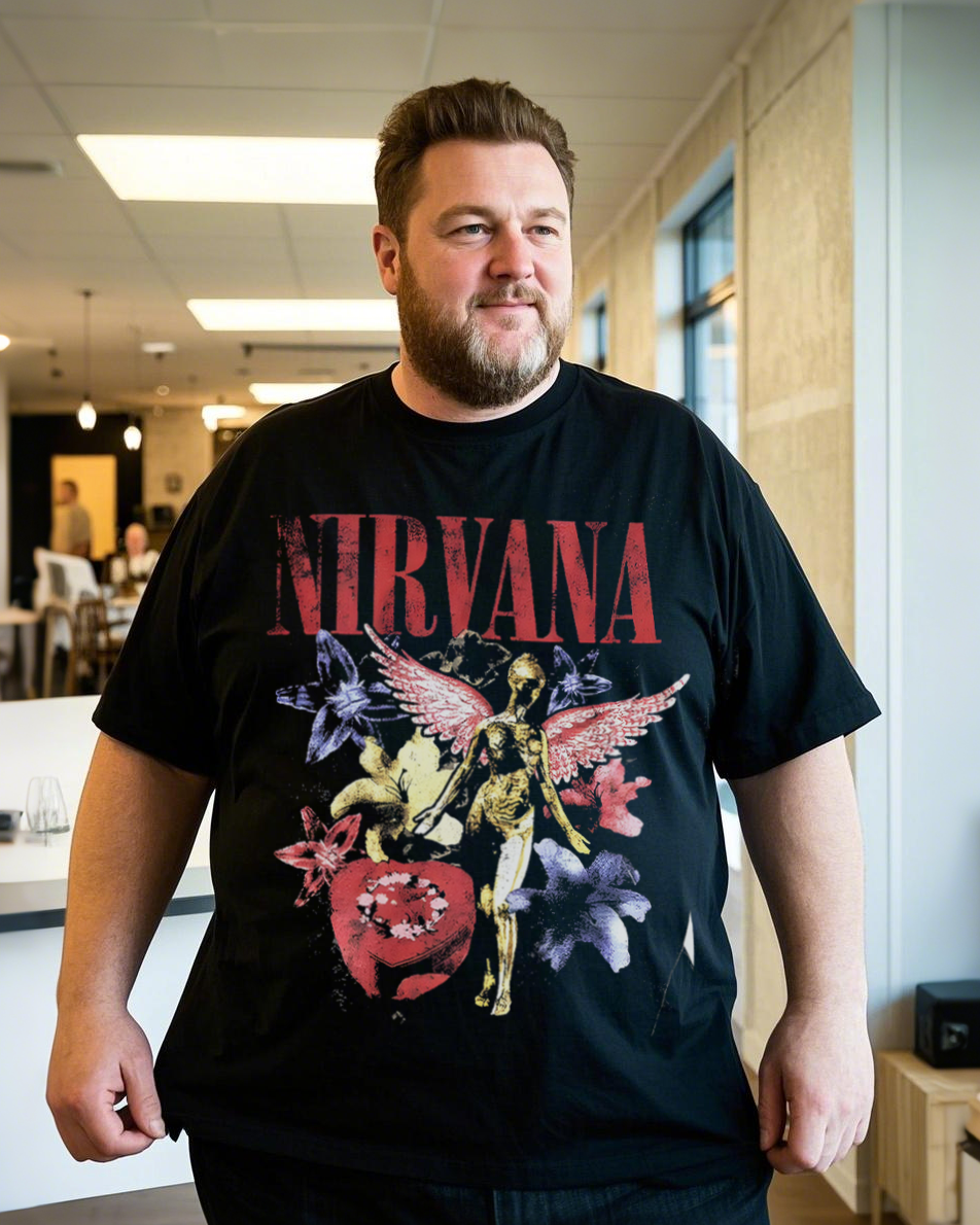 Large size summer casual comfortable printed 100% pure cotton T-shirt