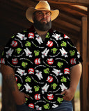 Retro Horror Movie Printed Men's Plus Size  Short Sleeve Shirt