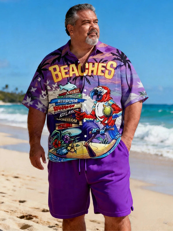 Men's Generous Fit Seaside Getaway Short Sleeve Shirt with Pocket