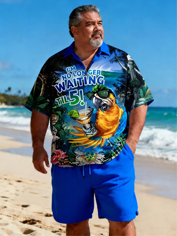 Husky Men's Exotic Floral Vacation Short Sleeve Shirt with Pocket