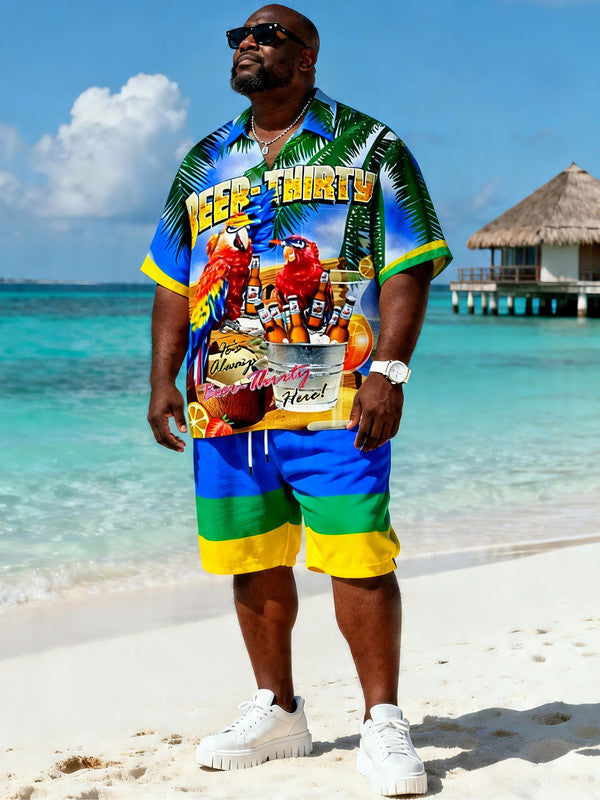 Big Men's Luau Party Short Sleeve Shirt with Pocket