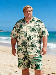 Big & Tall Hawaiian Sunset Print Short Sleeve Shirt with Chest Pocket