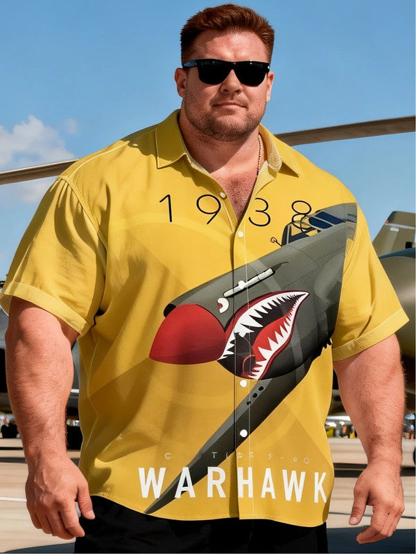 Big & Tall Aviation Theme Short Sleeve Shirt with Chest Pocket