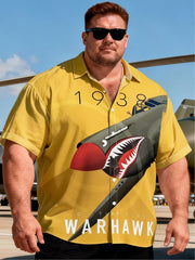Big & Tall Aviation Theme Short Sleeve Shirt with Chest Pocket