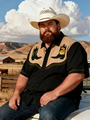 Men's Classic Western Cowboy Boots Print Plus Size Short Sleeve Shirt
