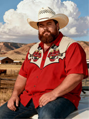 Men's Cowboy Song Print Plus Size Short Sleeve Shirt