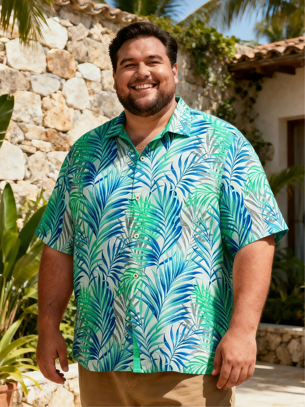 Large Size Men's Coastal Living Short Sleeve Shirt with Pocket