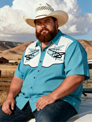 Men's 1950s Atomic Print Plus Size Short Sleeve Shirt