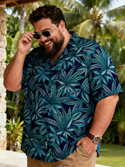 Men's Broad-Cut Tropical Jungle Short Sleeve Shirt with Chest Pocket