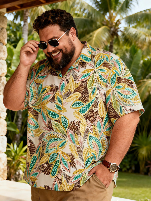 Men's Comfort-Fit Hawaiian Vacation Short Sleeve Shirt with Pocket