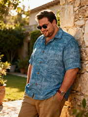 Men's Loose Fit Tropicana Style Short Sleeve Shirt with Pocket