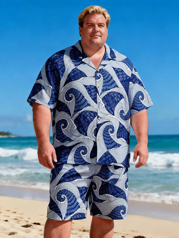 Men's Traditional Oversized Island Style Short Sleeve Shirt with Pocket