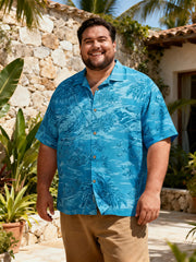 Men's Airy Coastal Floral Short Sleeve Shirt with Patch Pocket