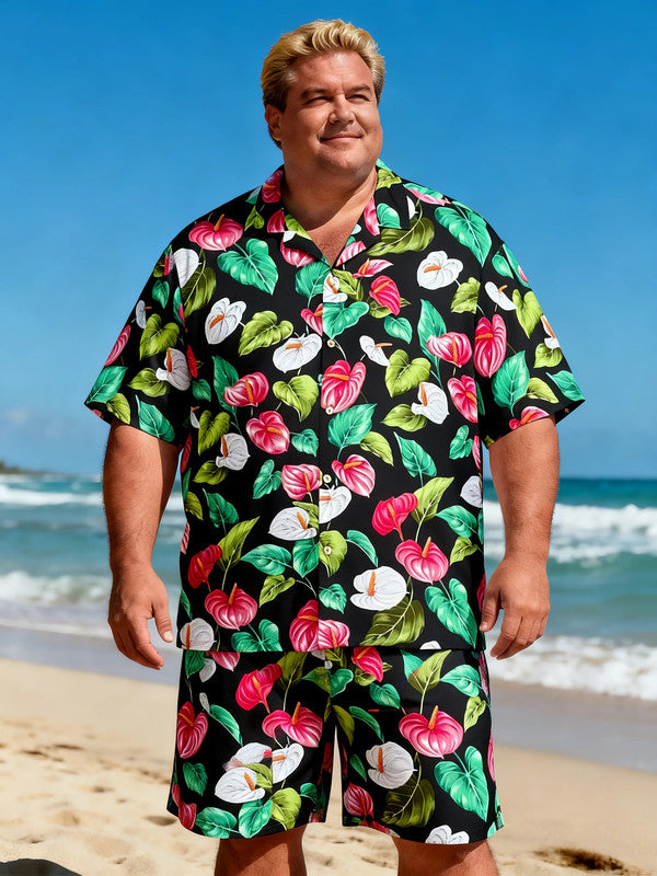 Men's Basic Roomy Ocean Sunset Short Sleeve Shirt with Pocket