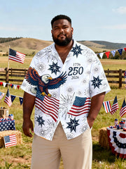 Men's Plus-Size Independence Day Graphic Short Sleeve Shirt with Pocket