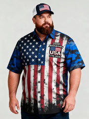 Men's Big & Tall USA Western Flag Short Sleeve Shirt with Pocket