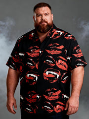 Men's Plus Size Retro Spooky Short Sleeve Shirt