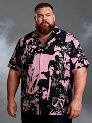 Men's Plus Size Stylish Halloween Print Short Sleeve Shirt