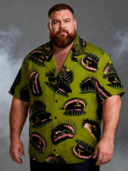 Men's Plus Size Stylish Halloween Print Short Sleeve Shirt