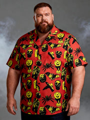 Men's Plus Size Classic Halloween Print Short Sleeve Shirt