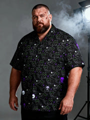 Men's Plus Size Retro Halloween Graphic Short Sleeve Shirt
