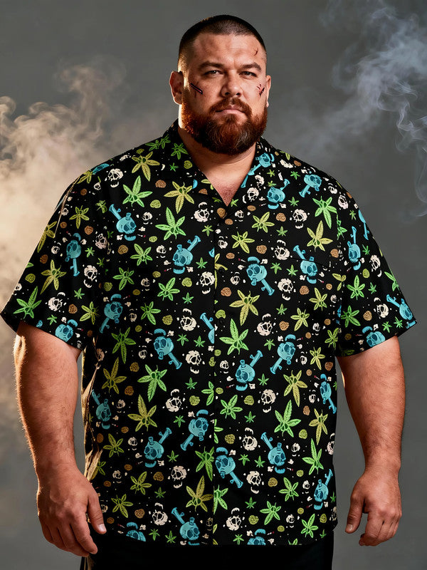 Men's Plus Size Vintage Halloween Short Sleeve Shirt
