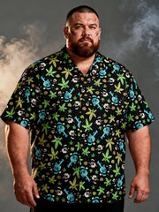 Men's Plus Size Vintage Halloween Short Sleeve Shirt