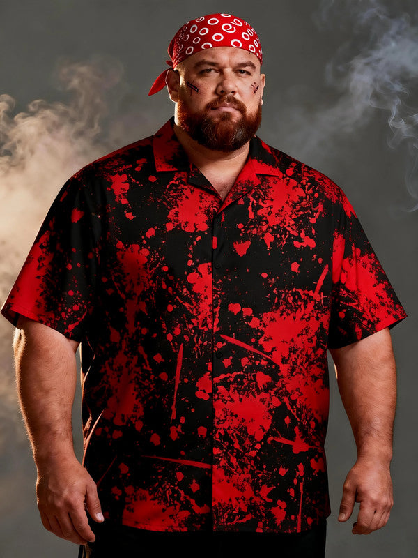 Men's Plus Size Retro Halloween Casual Short Sleeve Shirt