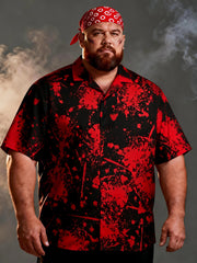 Men's Plus Size Retro Halloween Casual Short Sleeve Shirt
